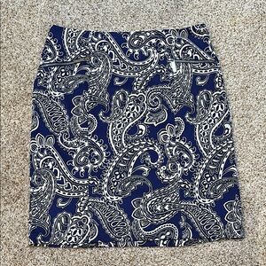 MICHAEL Michael Kors Blue and White Paisley Pencil Skirt